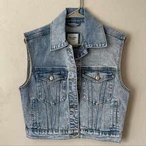 A&F denim cropped denim vest
